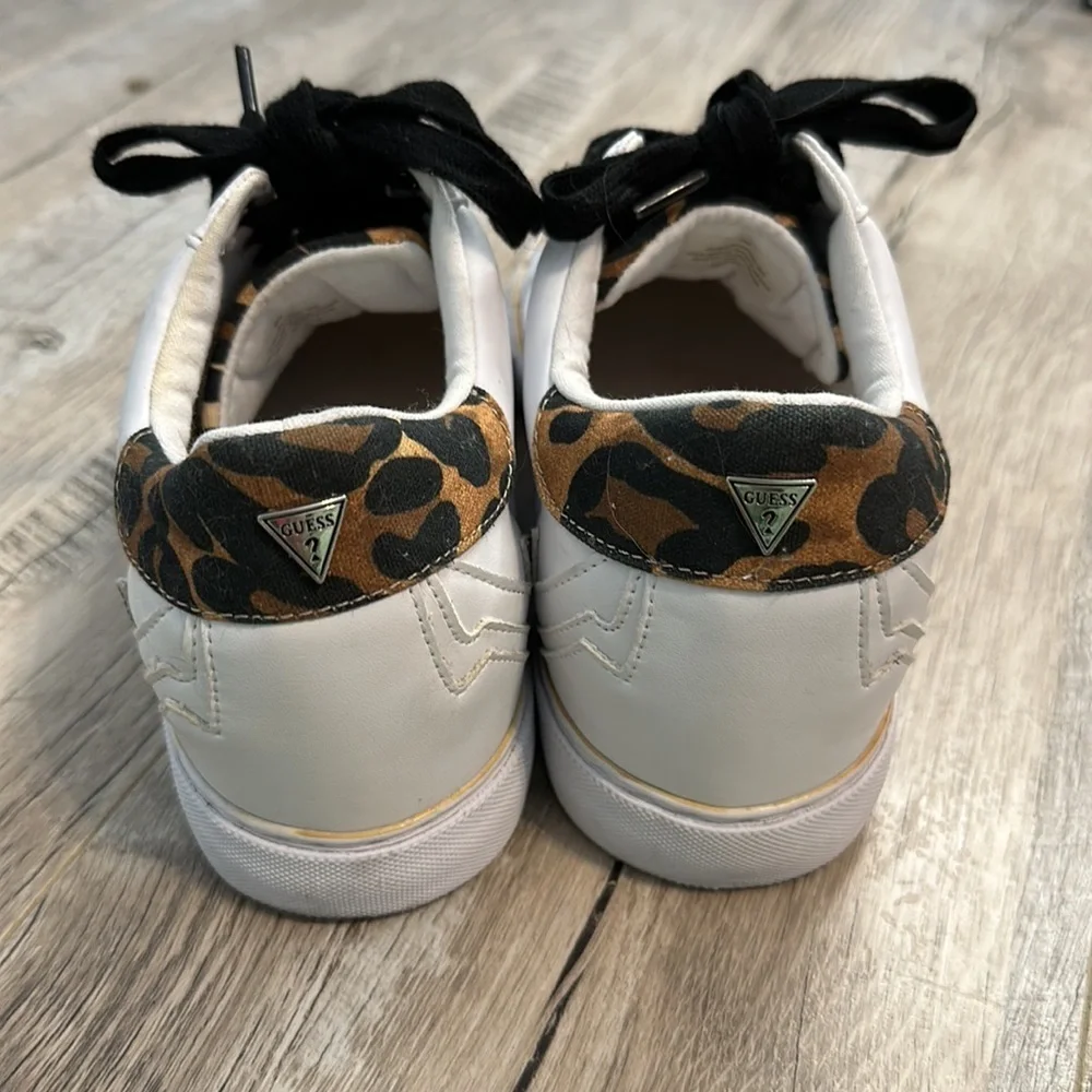 Guess Leopard Cheetah Print White Star Fashion Sneakers
